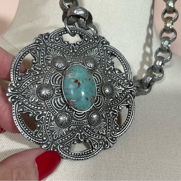 Vintage Antique Art deco Victorian Festival Silver Goth Medieval Goth necklace - Picture 5 of 16